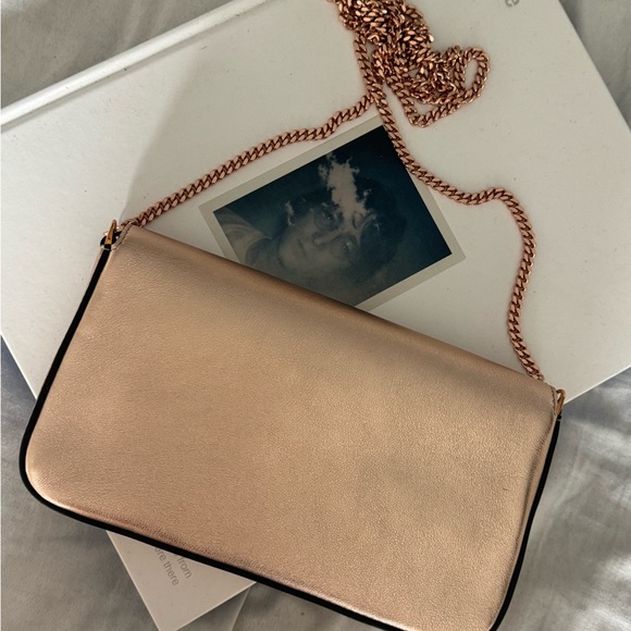 Authentic FENDI Vitello Laminato F is Fendi Envelope Wallet on Chain Rame Bag - Picture 2 of 9